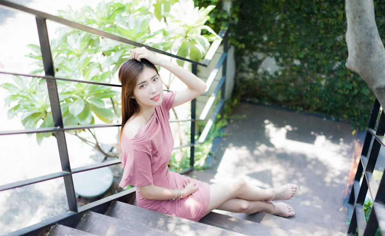 [Mzsock] NO.176 Jin Yunqiao pink dress and short skirt with cool and beautiful legs street photography#[47P]-5