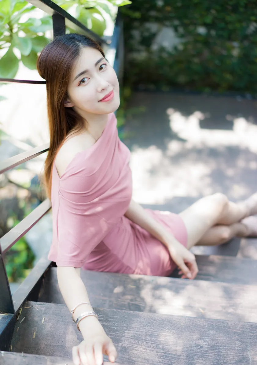 [Mzsock] NO.176 Jin Yunqiao pink dress and short skirt with cool and beautiful legs street photography#[47P]-7