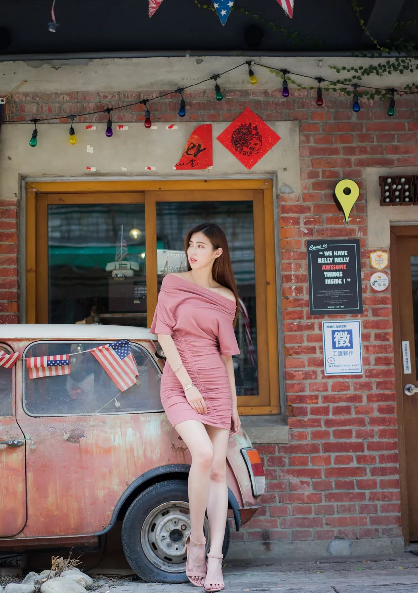 [Mzsock] NO.176 Jin Yunqiao pink dress and short skirt with cool and beautiful legs street photography#[47P]-9