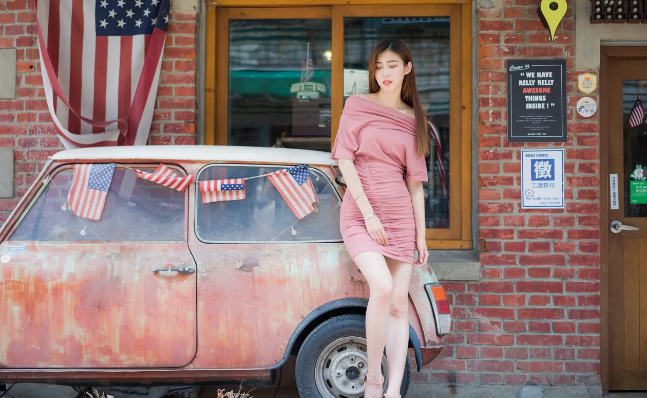 [Mzsock] NO.176 Jin Yunqiao pink dress and short skirt with cool and beautiful legs street photography#[47P]-10