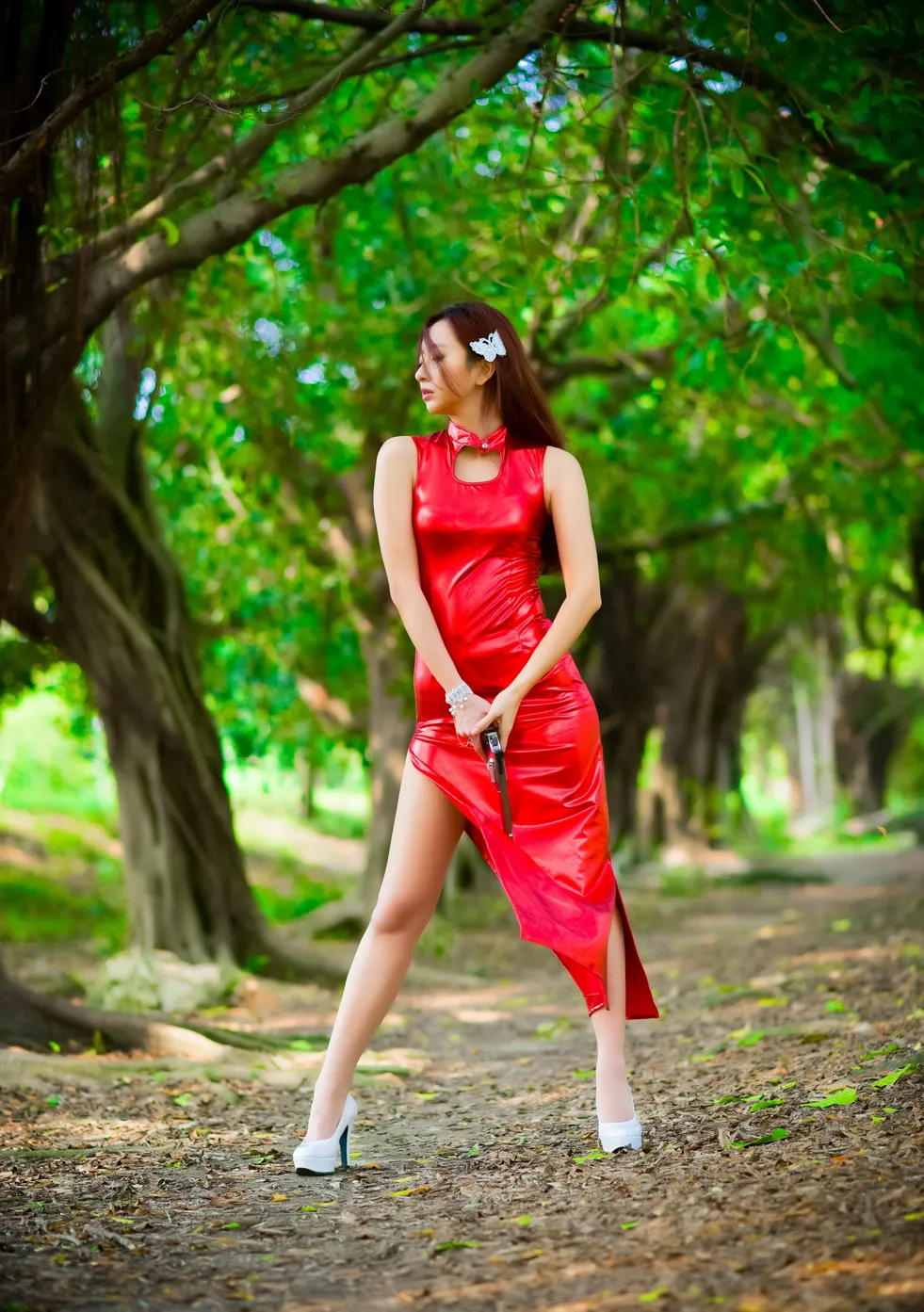 [Mzsock] NO.172 Mingting long skirt with high slits, high heels and stockings, beautiful legs street photography#[103P]-3