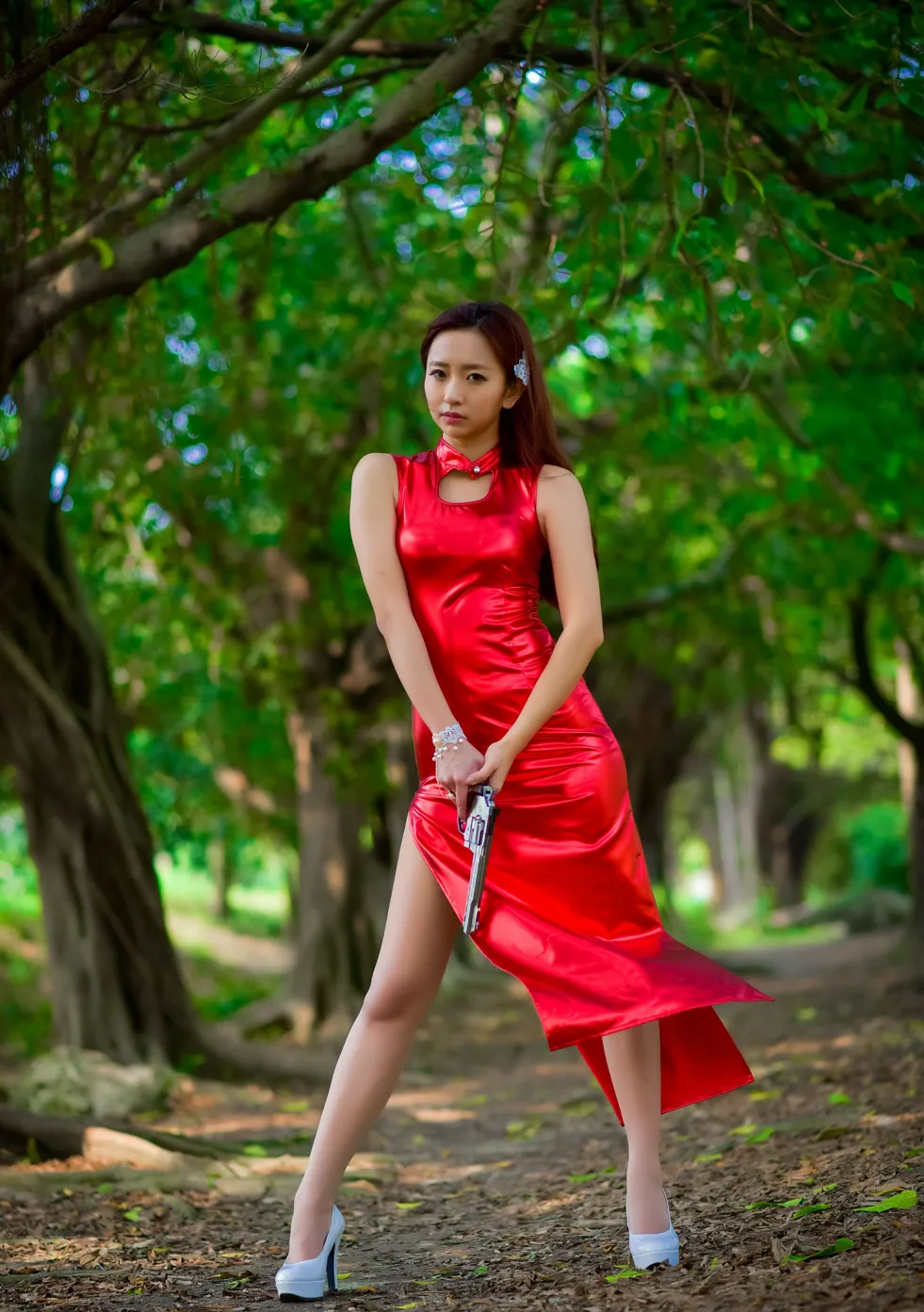 [Mzsock] NO.172 Mingting long skirt with high slits, high heels and stockings, beautiful legs street photography#[103P]-4