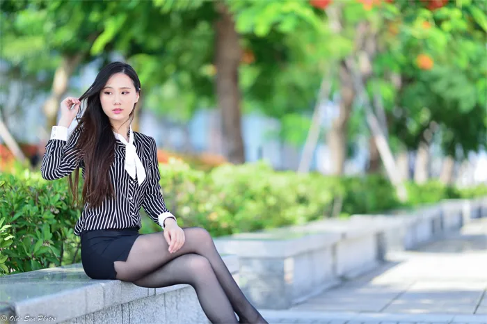 [Mzsock] NO.026 Beautiful model Xiaomi’s new secretary black silk professional attire street photography#[50P]-10