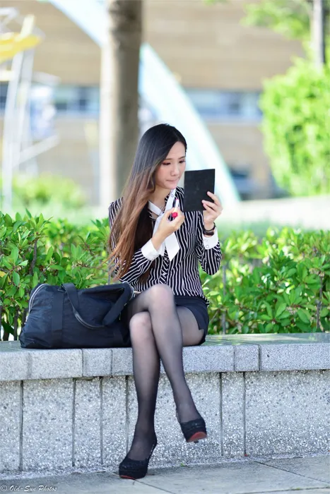 [Mzsock] NO.026 Beautiful model Xiaomi’s new secretary black silk professional attire street photography#[50P]-3