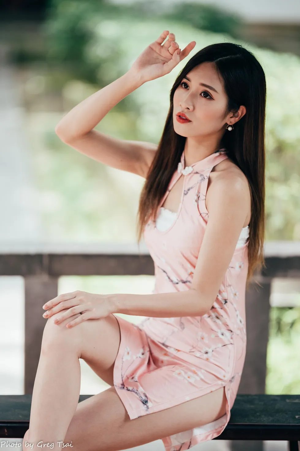 [Mzsock] NO.138 Zhang Jun pink short cheongsam stockings high heels beautiful legs street photography#[36P]-8