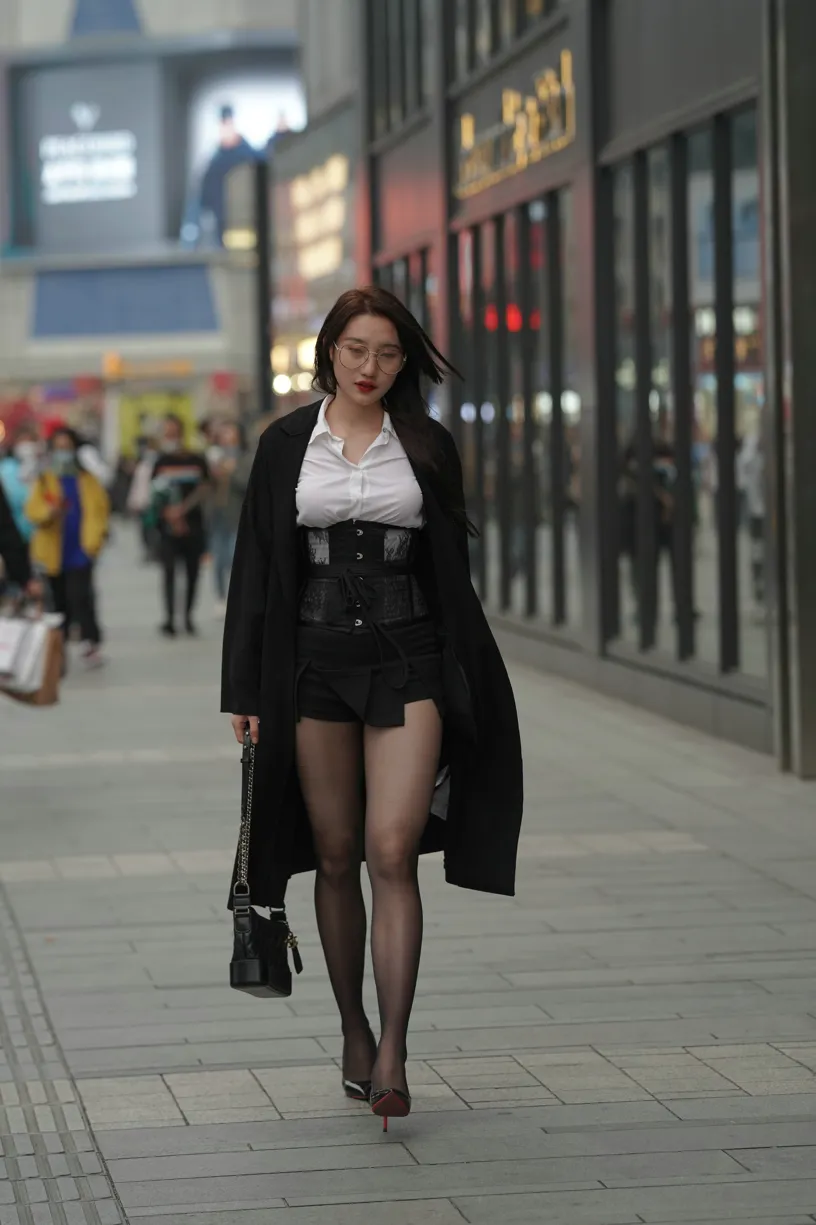 [Mzsock] NO.160 Long legs in black stockings street photography#[105P]-10