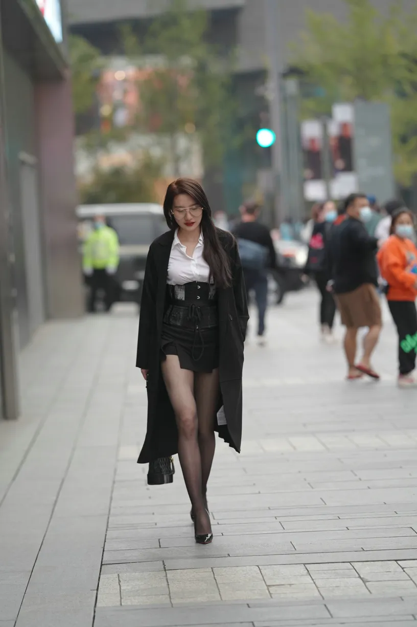 [Mzsock] NO.160 Long legs in black stockings street photography#[105P]-7