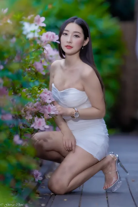[Mzsock] NO.076 Wu Xiaokui pure white dress high heels beautiful legs outdoor shot street photography#[34P]-2