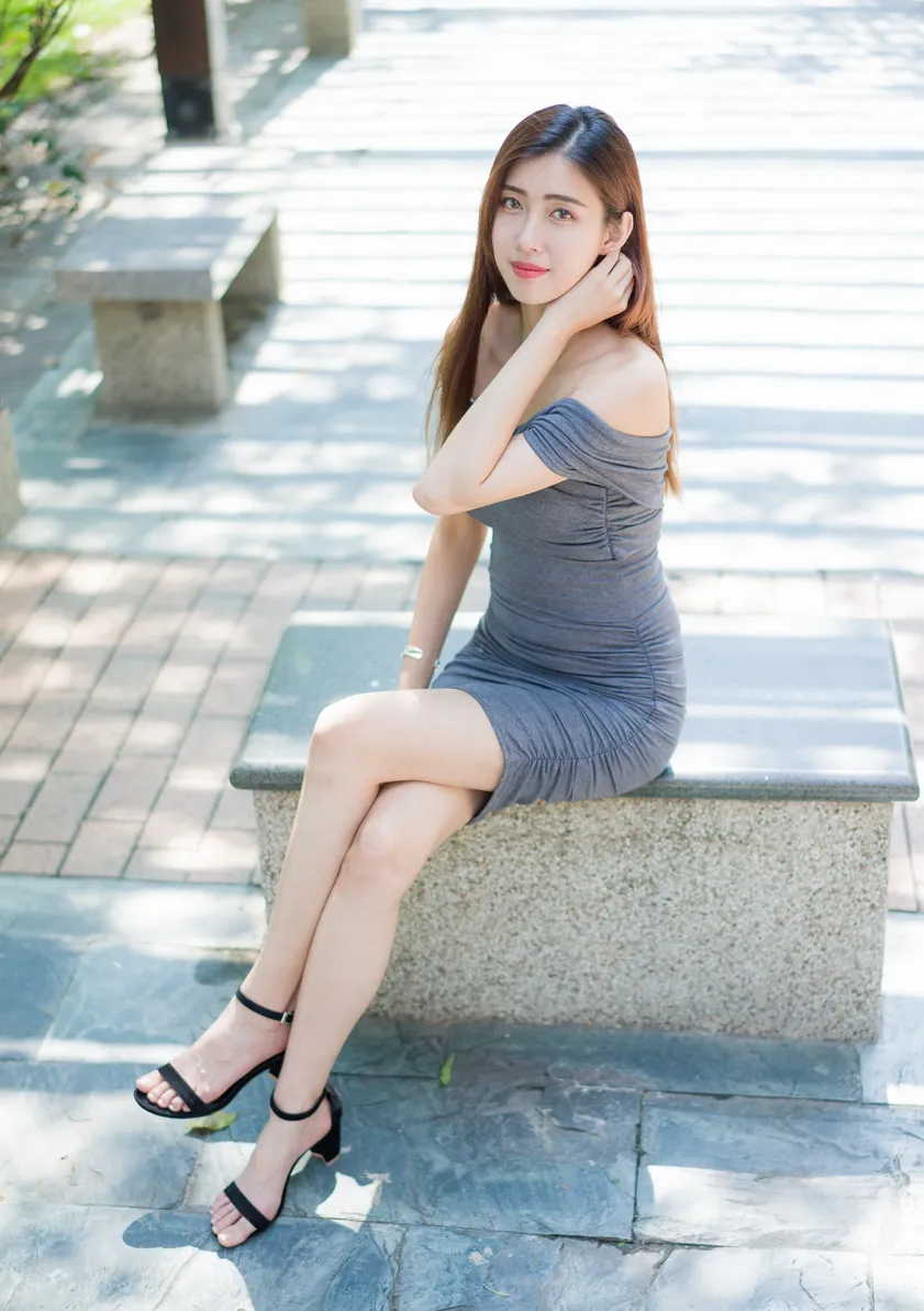 [Mzsock] NO.207 Jin Yunqiao off-shoulder dress and short skirt with high legs street photography#[54P]-9