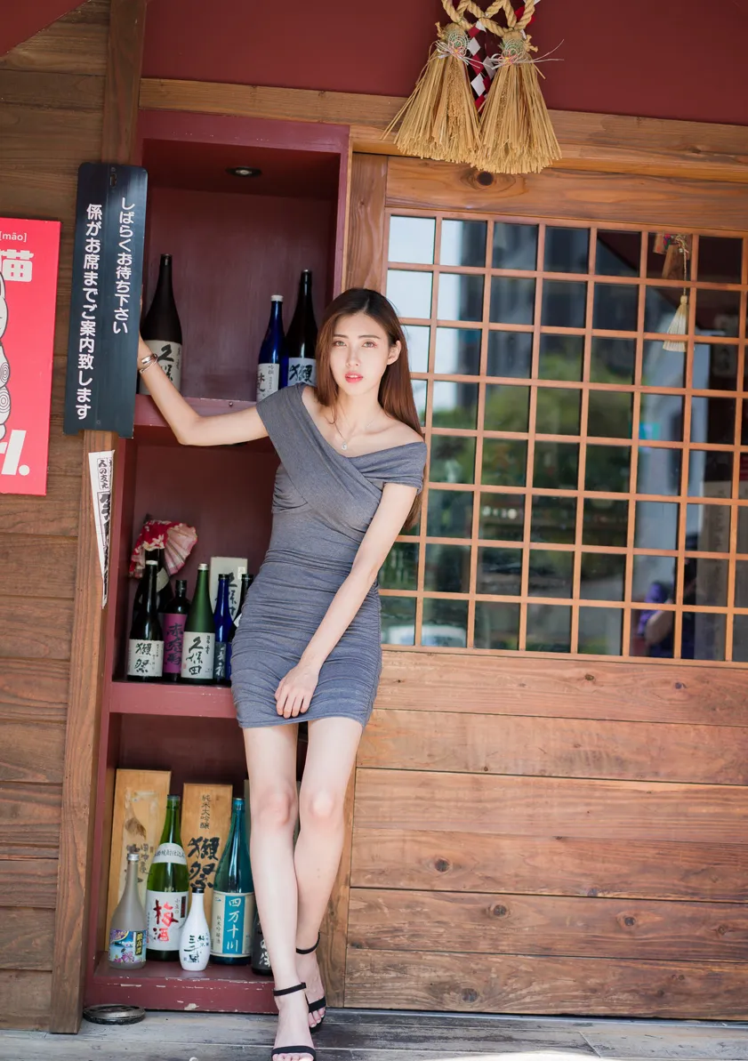 [Mzsock] NO.207 Jin Yunqiao off-shoulder dress and short skirt with high legs street photography#[54P]-10