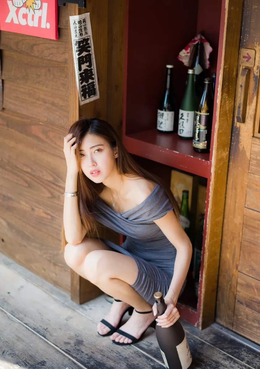 [Mzsock] NO.207 Jin Yunqiao off-shoulder dress and short skirt with high legs street photography#[54P]-3