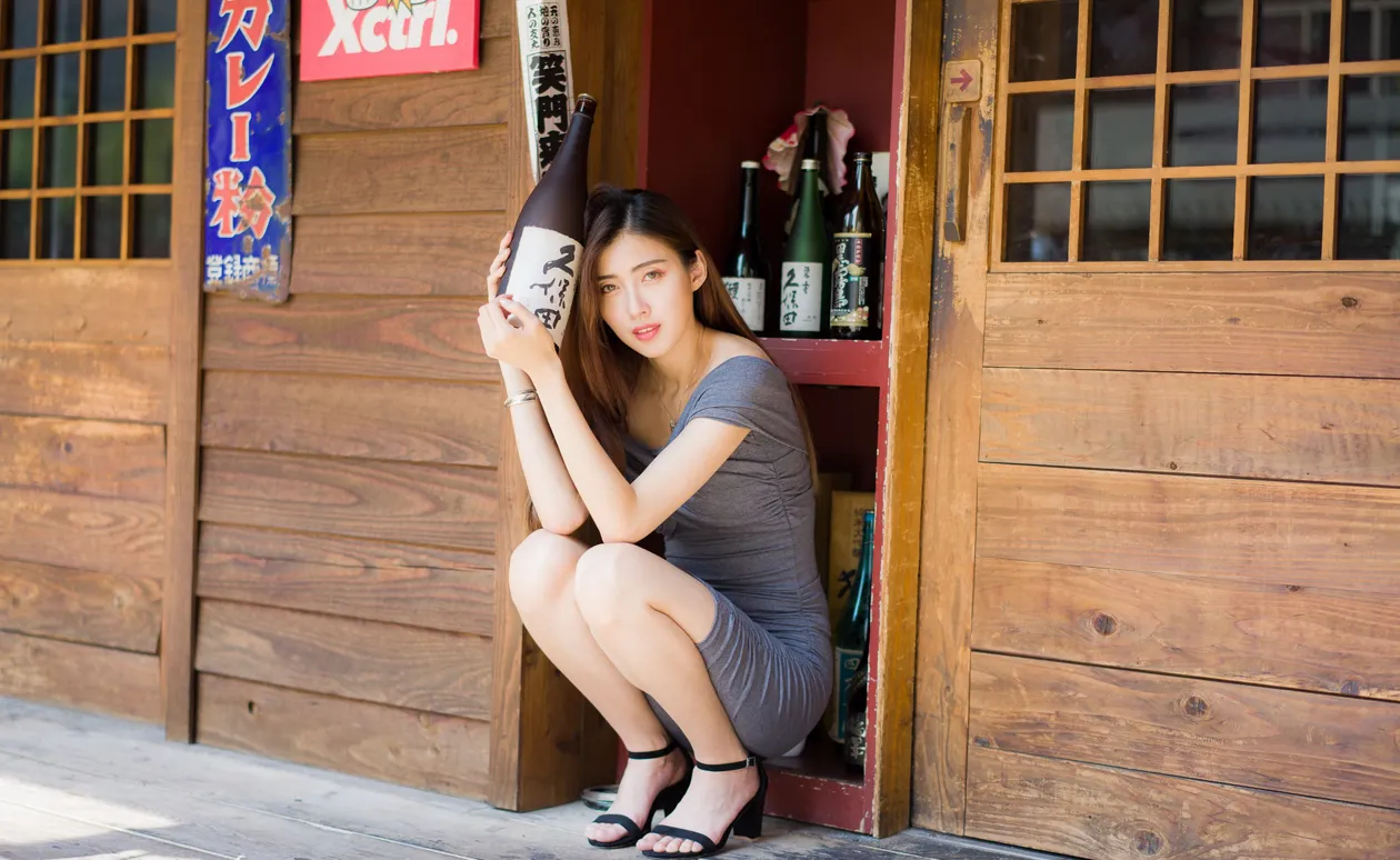 [Mzsock] NO.207 Jin Yunqiao off-shoulder dress and short skirt with high legs street photography#[54P]-4